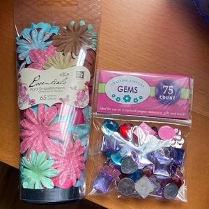Scrapbooking embellishments.floral embellishments and gems